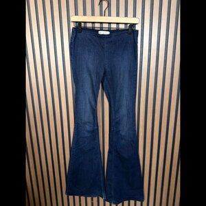 Free People Jeans 26 Blue Penny Pull On Flared Dark Wash Stretch Bell Bottoms